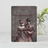 Tot de dood doen ons deel Gotische stijl bruiloft Kaart (Staand voorkant)