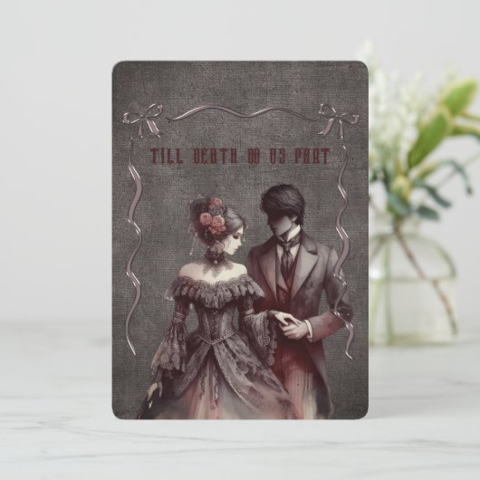 Tot de dood doen ons deel Gotische stijl bruiloft Kaart (Staand voorkant)