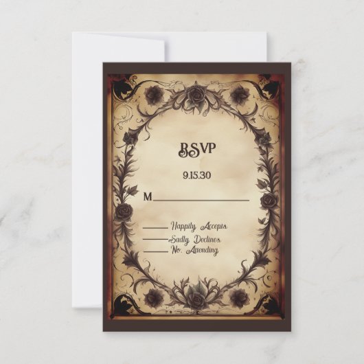 Tot de dood doen ons deel Gotische stijl bruiloft RSVP Kaartje (Voorkant)