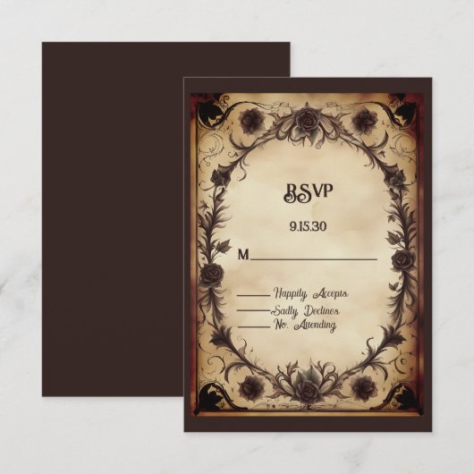 Tot de dood doen ons deel Gotische stijl bruiloft RSVP Kaartje (Voorkant / Achterkant)