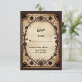 Tot de dood doen ons deel Gotische stijl bruiloft RSVP Kaartje (Staand voorkant)