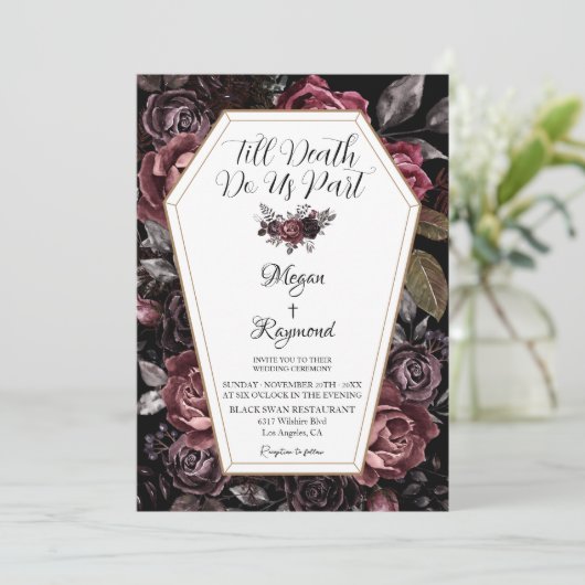 Tot de dood doen ons deel  humeurig Gothic bruilof Kaart (Staand voorkant)