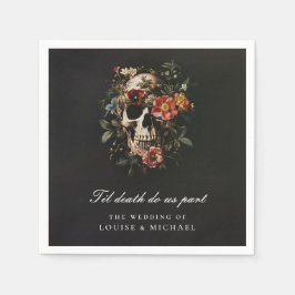 Tot de dood doen ons deel schedel gotische bruilof servet