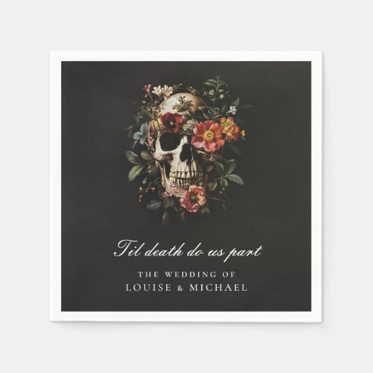 Tot de dood doen ons deel schedel gotische bruilof servet (Voorkant)