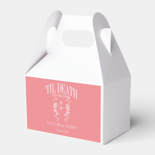Tot de dood doen ons feest aangepaste bruiloft gun bedankdoosjes (Voorkant Zijde)