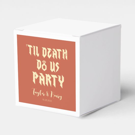 Tot de dood doen ons feest aangepaste bruiloft gun bedankdoosjes (Voorkant Zijde)