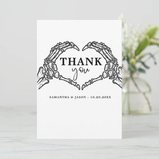 Tot de dood doen ons feest Gotische Halloween brui Bedankkaart (Staand voorkant)