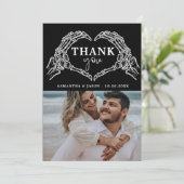 Tot de dood doen ons feest Gotische Halloween brui Bedankkaart (Staand voorkant)