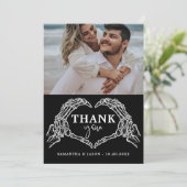 Tot de dood doen ons feest Gotische Halloween brui Bedankkaart (Staand voorkant)