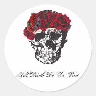Tot de dood doen we deel Red Rose Ronde Sticker