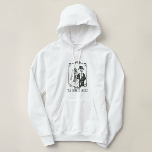 Tot de dood doen we deel Skeleton Wedding Couple V Hoodie (Design voorkant)