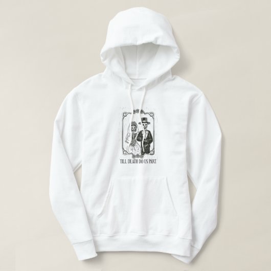 Tot de dood doen we deel Skeleton Wedding Couple V Hoodie (Design voorkant)