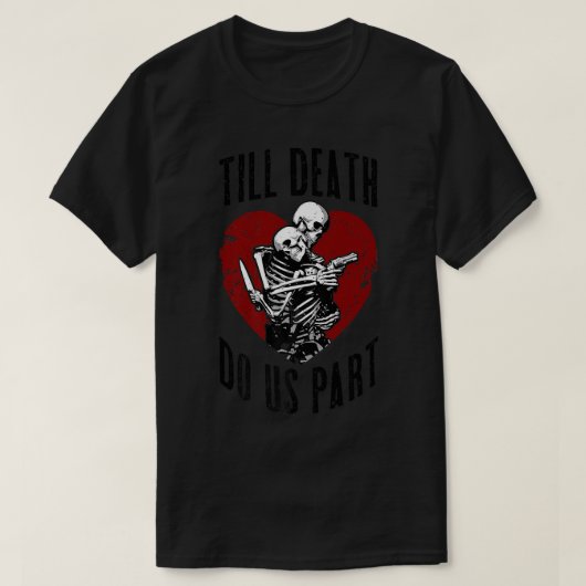 Tot de dood doen we deel Skeleton Wedding Couple V T-shirt (Design voorkant)