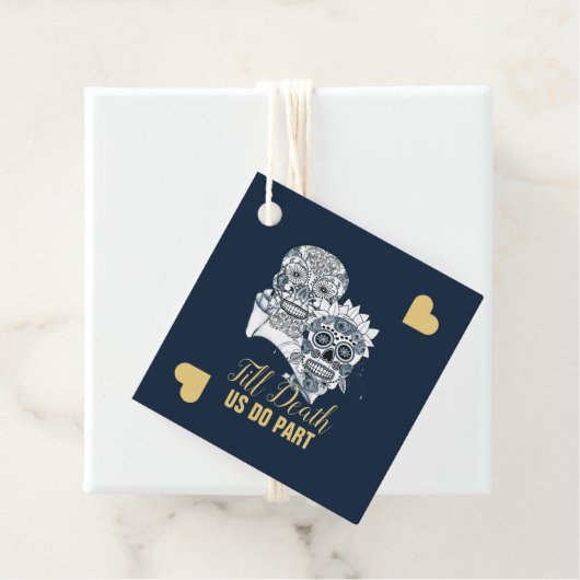 Tot de dood doen we een deel suiker schedels bruil bedankjes labels (In situ)