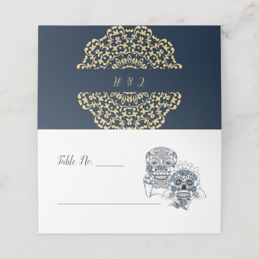 Tot de dood doen we een deel suiker schedels bruil plaatskaartje (Buitenkant ongevouwen)