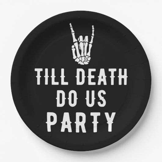 Tot de dood doen we het zwarte Skeletonfeest Papieren Bordje (Voorkant)