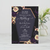 Tot de dood doen we ons Paarse coffin Gothic Wedde Kaart (Staand voorkant)