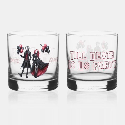 Tot de dood Feest ons Gotische Bruid en bruidegom Whisky Glas (Voorkant)