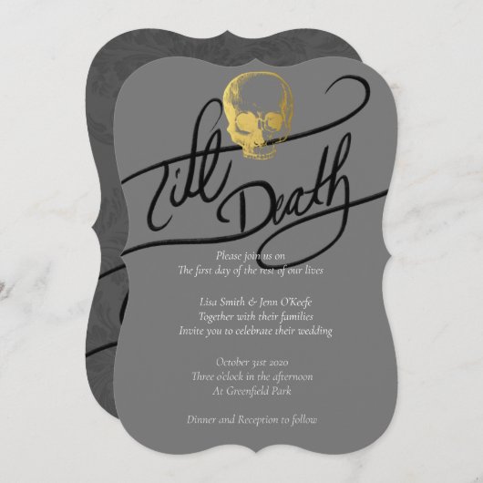 Tot de dood Gold Modern Skull Weddenschap Kaart (Voorkant / Achterkant)
