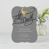 Tot de dood Gold Modern Skull Weddenschap Kaart (Staand voorkant)