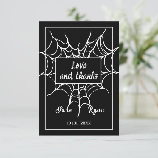 Tot de dood | Gothic Black HalloWedding Bedankt (Staand voorkant)