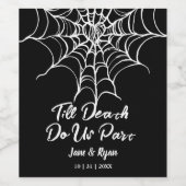 Tot de dood | Gothic Black HalloWedding Wine Wijn Etiket (Enkel label)