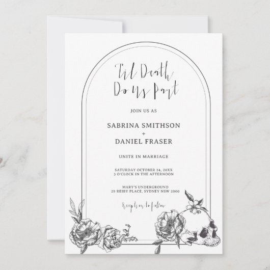 Tot de Dood Gothic hand-getekende bloemen Kaart (Voorkant)