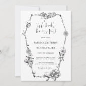 Tot de dood Gothic Hand getrokken Flowers Skull Co Kaart (Voorkant)