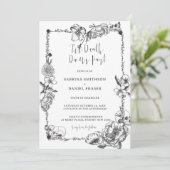 Tot de dood Gothic Hand-getrokken Flowers Skull In Kaart (Staand voorkant)