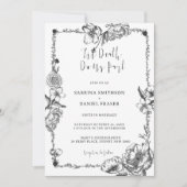 Tot de dood Gothic Hand-getrokken Flowers Skull Kaart (Voorkant)