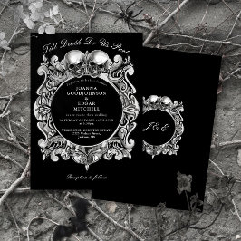 Tot de Dood Gothic Schedels Monogram Huwelijk Kaart