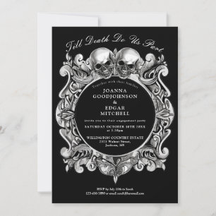 Tot de dood Gothic Skulls Monogram Engagement Part Kaart