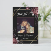 Tot de dood | Gothic zwart bloemenbruiloft dank u Bedankkaart (Staand voorkant)