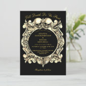 Tot de dood Gothic zwart en goud bruiloft Kaart (Staand voorkant)