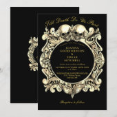 Tot de dood Gothic zwart en goud bruiloft Kaart (Voorkant / Achterkant)