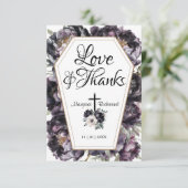 Tot de dood | Gothic zwarte pioenenkist Dank u Bedankkaart (Staand voorkant)