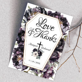 Tot de dood | Gothic zwarte pioenenkist Dank u Bedankkaart