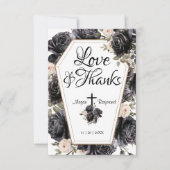 Tot de dood | Gothic zwarte Rozen kist dank u Bedankkaart (Voorkant)
