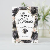 Tot de dood | Gothic zwarte Rozen kist dank u Bedankkaart (Staand voorkant)