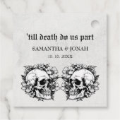 Tot de dood Gotische Bloemen Skulls Bruiloft Bedankjes Labels (Achterkant)