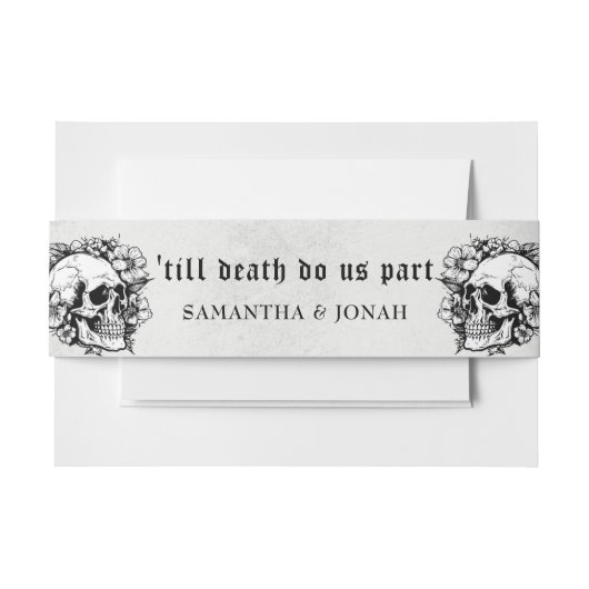 Tot de dood Gotische Bloemen Skulls Halloween Brui Uitnodigingen Wikkel (Voorkant Voorbeeld)