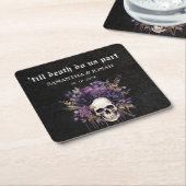 Tot de dood Gotische Bloemenschedels Trouwgunst Kartonnen Onderzetters (Schuin)