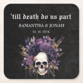 Tot de dood Gotische Bloemenschedels Trouwgunst Kartonnen Onderzetters (Voorkant)