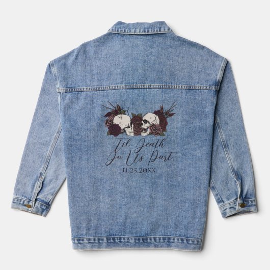 Tot de Dood Gotische Bloemige Bruiloft Denim Jacket (Achterkant)