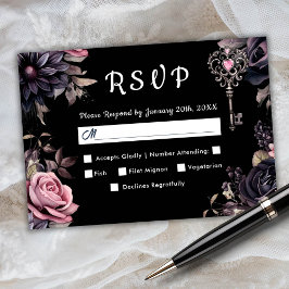Tot de dood | Gotische bruiloft zwarte RSVP-kaart RSVP Kaartje