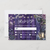 Tot de dood | Gotische Donker Paarse Bloemen RSVP (Voorkant)