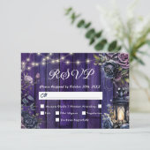 Tot de dood | Gotische Donker Paarse Bloemen RSVP (Staand voorkant)