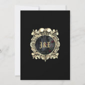 Tot de Dood Gotische Ruïnes Rozen Monogram Bruilof Kaart (Achterkant)