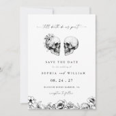 Tot de Dood Gotische Schedel Bloem Foto Bruiloft Save The Date (Voorkant)