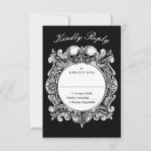 Tot de dood Gotische schedels Monogram bruiloft RSVP Kaartje (Voorkant)